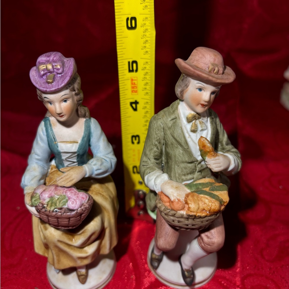 Homco Figurine Set with Purple and Green Accents